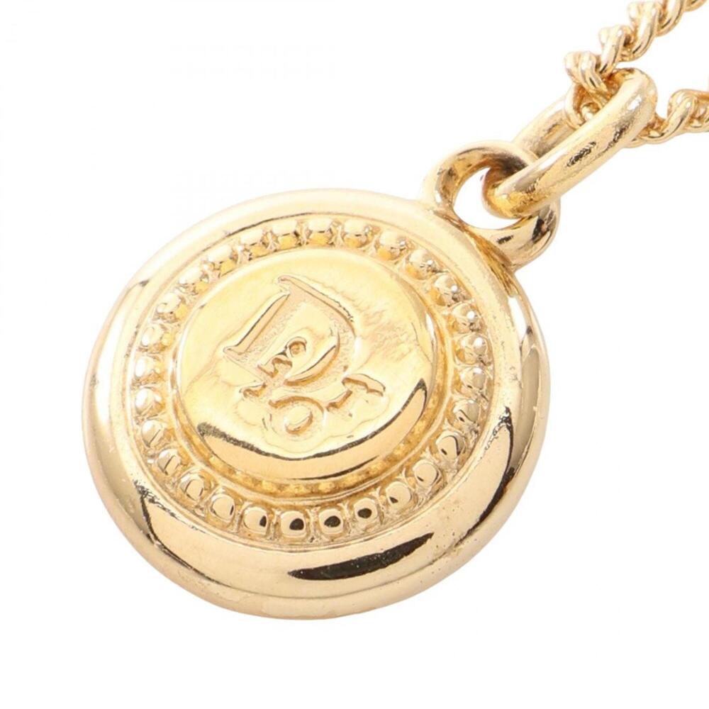 Christian Dior Dior Logo Mini Coin Necklace, Gold Plated (GP), Women's, Tone